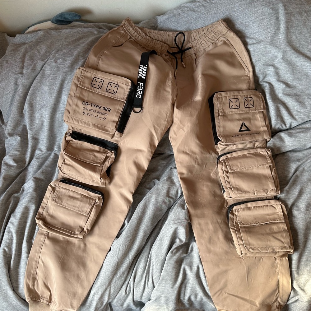 Techwear Fabric Of the Universe Tan Cargo Pants